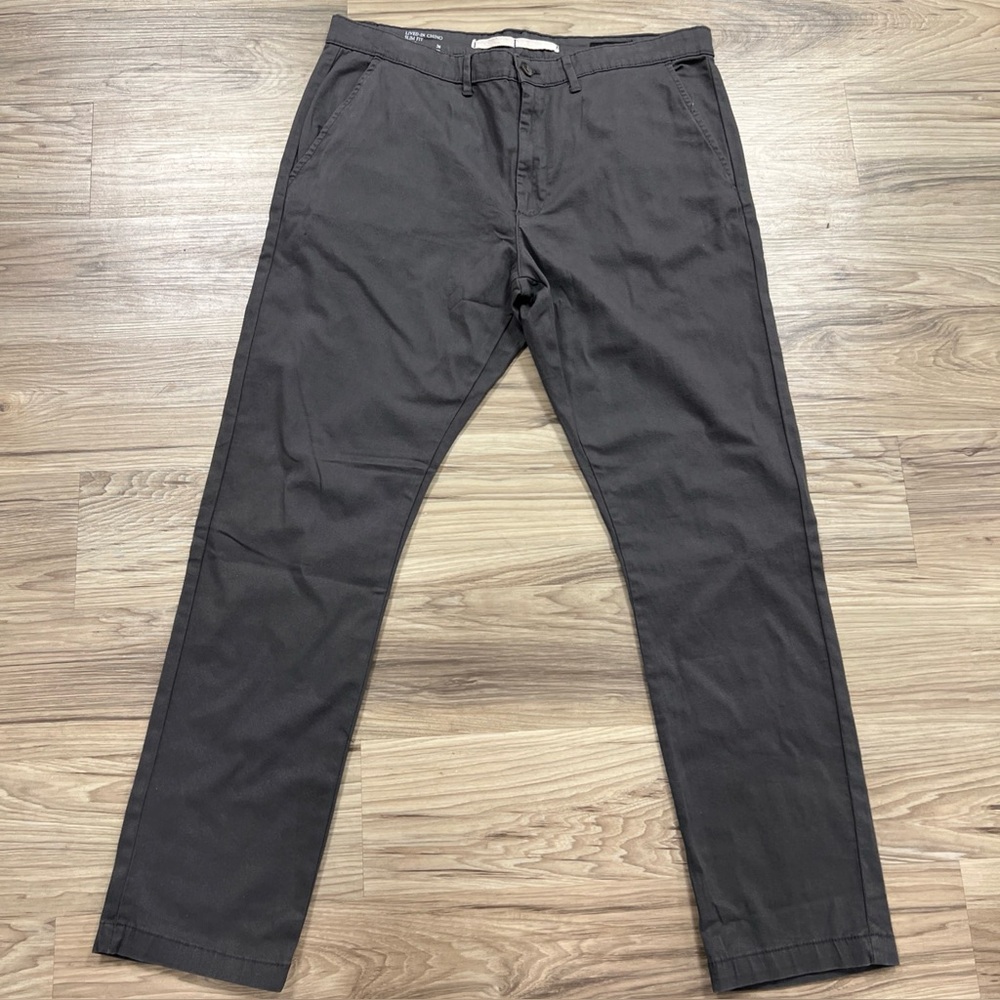 Banana Republic Lived-In Chino Slim Fit Pants Gray Mens 38x32 NWOT
